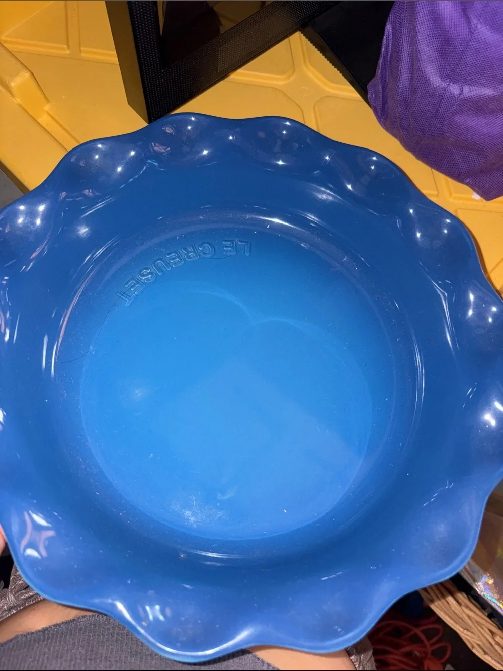 Le Creuset Turquoise Blue Scalloped Stoneware Dish